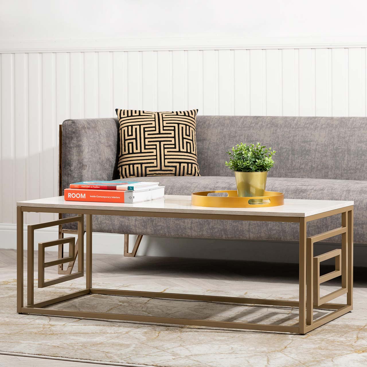 Devon Cream and Gold Coffee Table - KD