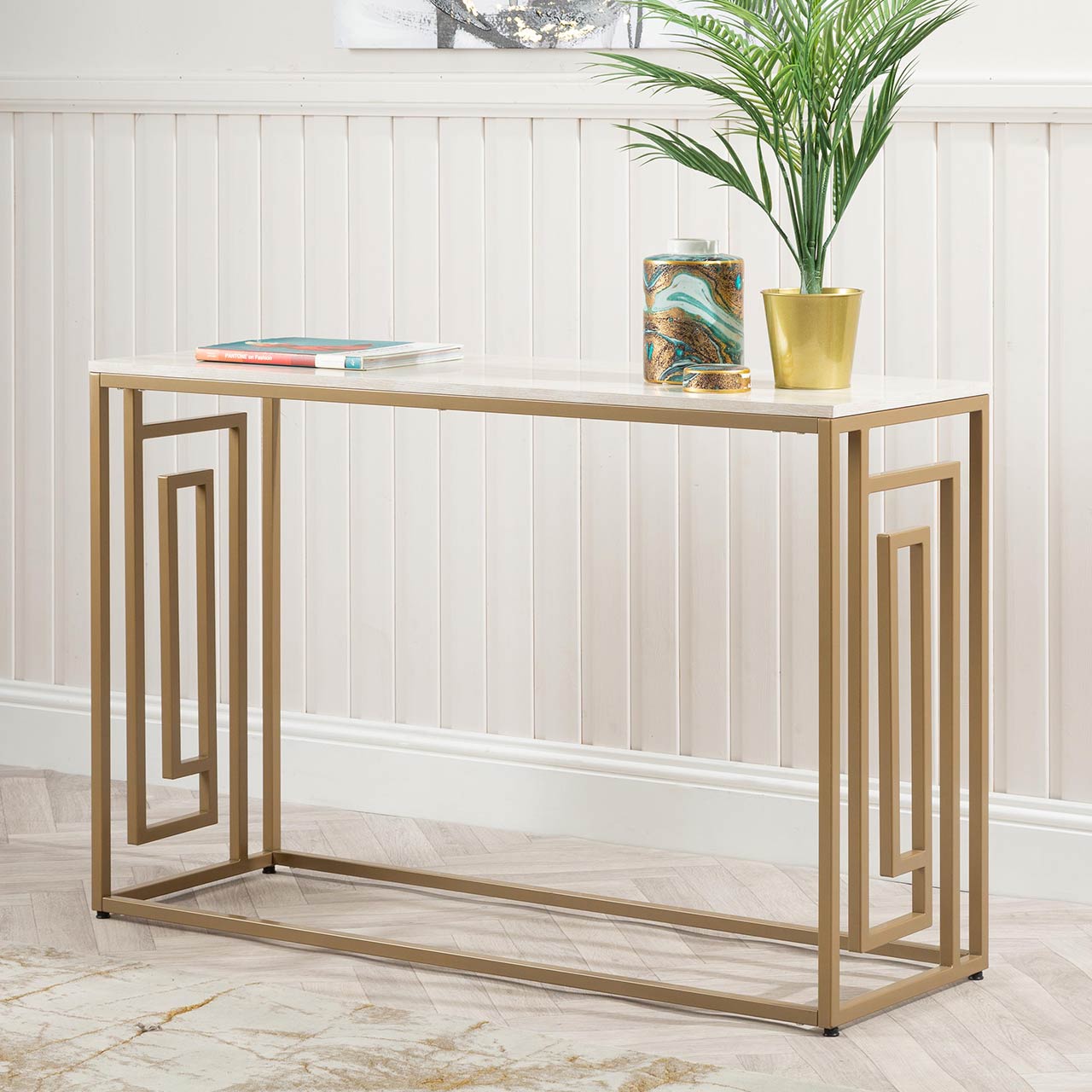 Devon Cream and Gold Console Table - KD