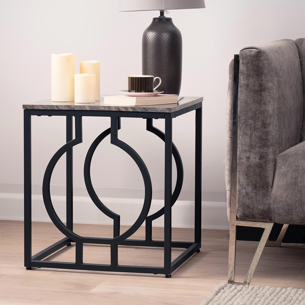 Alora Black Metal End Table - KD 32