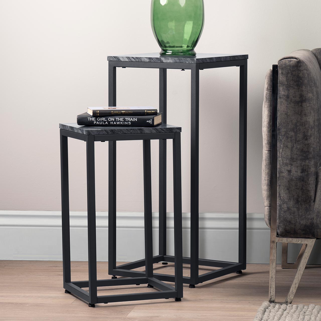 Alora Set of 2 Black Plant Stand 32