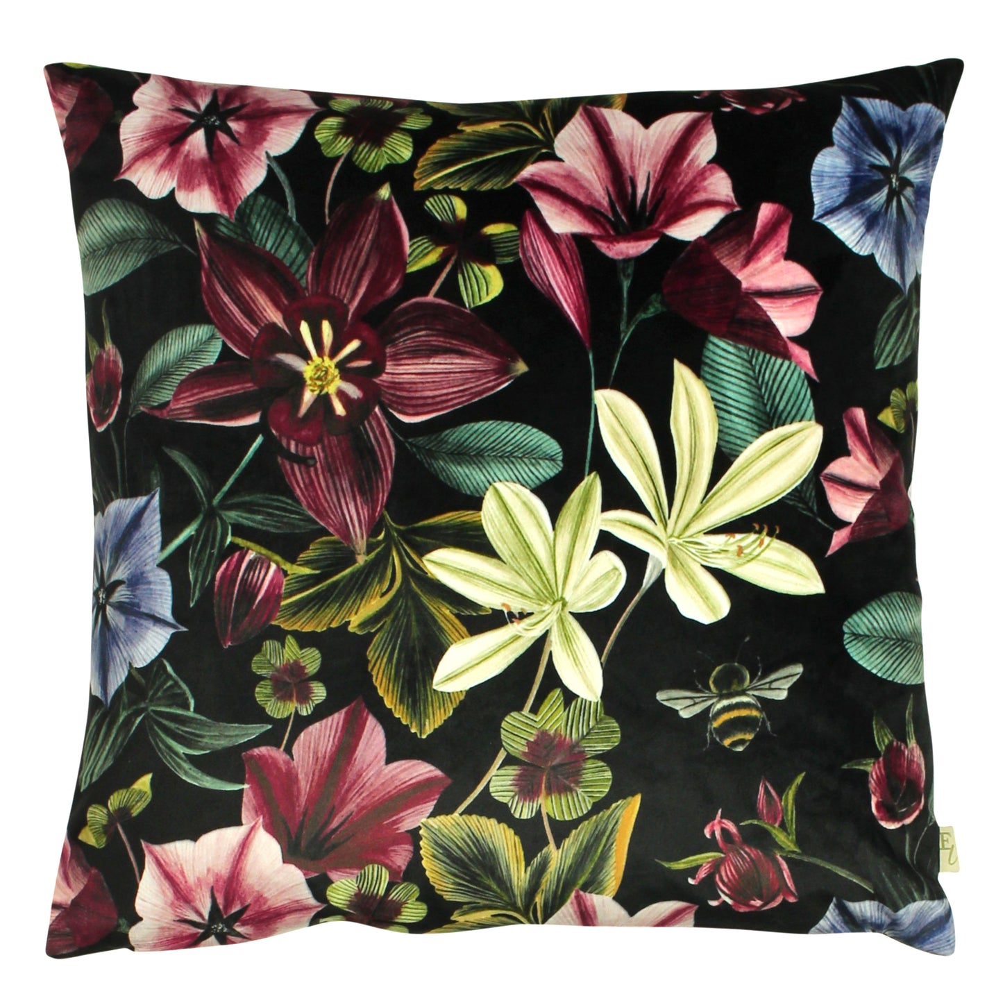 MIDNIGHT GARDEN AQUILEGIA 43X43 FEATHER FILLED CUSHION SHIRAZ