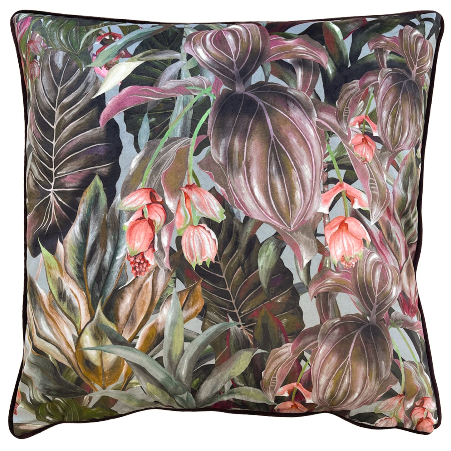 MOGORI WILD MEDINILLA 50X50 FEATHER FILLED CUSHION AUBERGINE