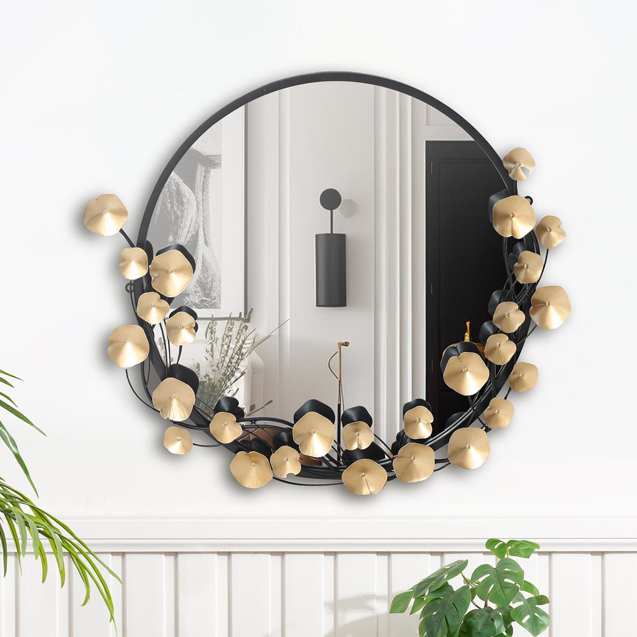 71.1cm Black and Gold Wall Mirror