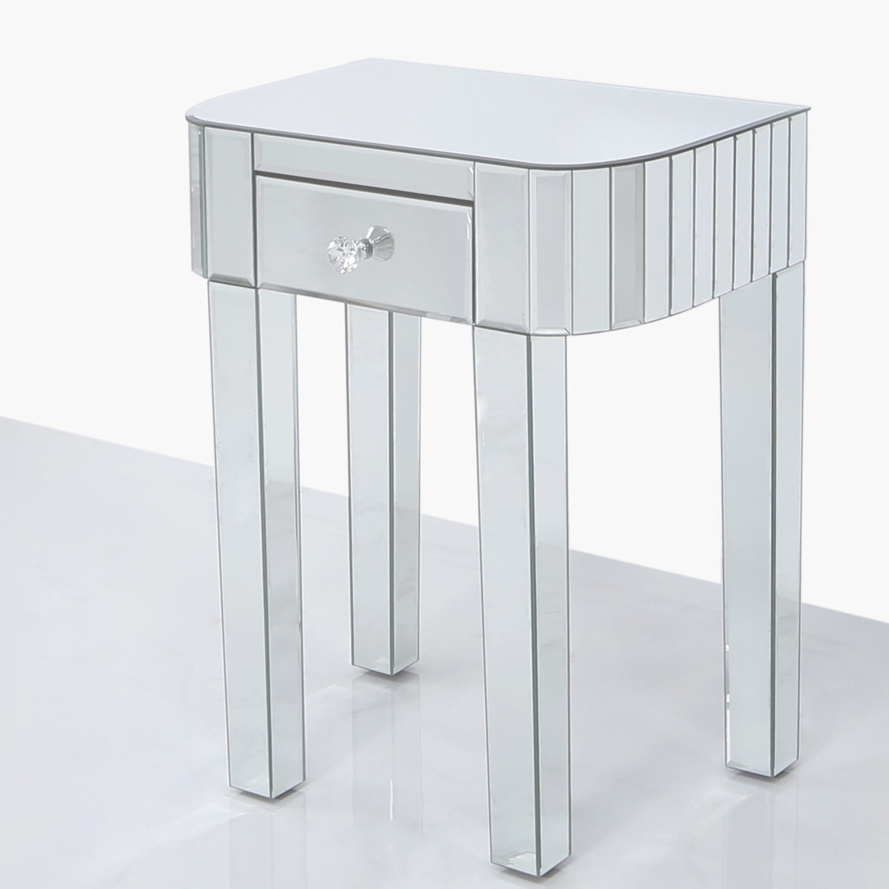 One Drawer Mirror End Table