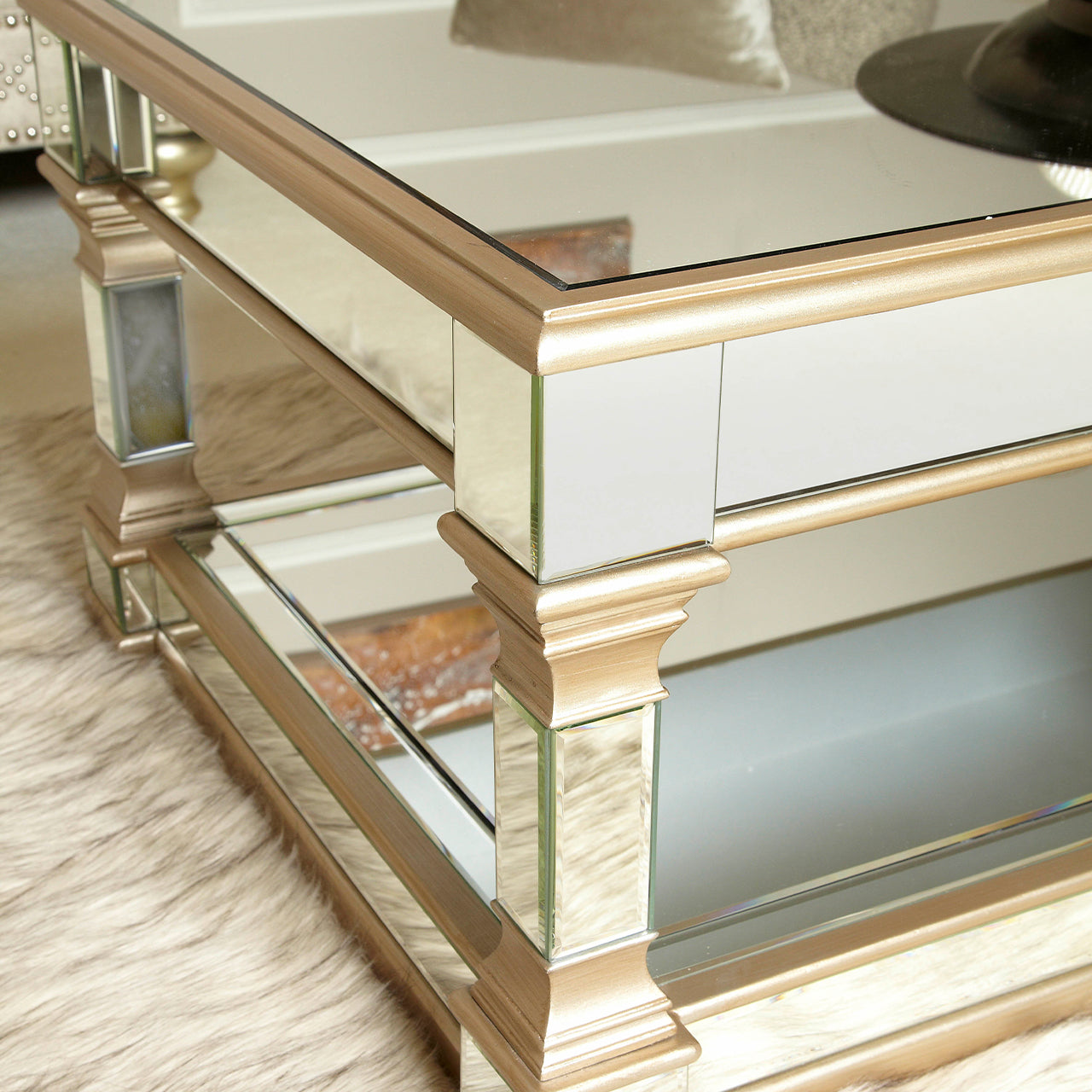 Apollo 130cm Mirror Coffee Table Champagne