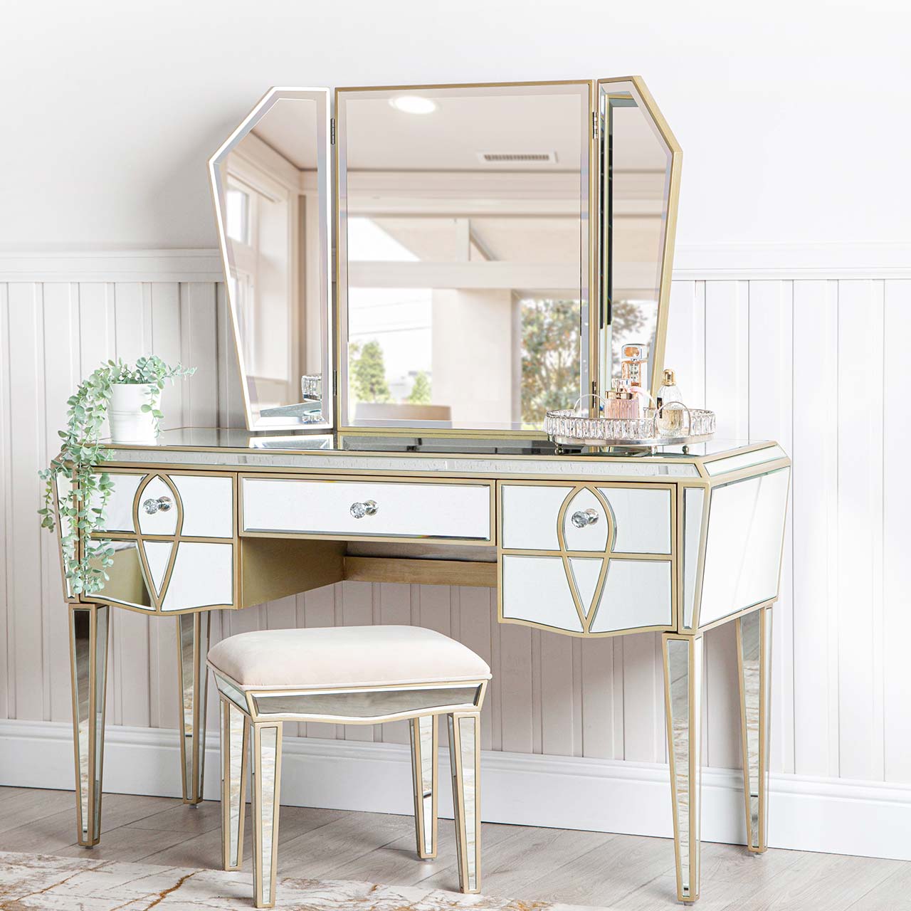 Pristina 3 Drawer Dressing Table Champagne