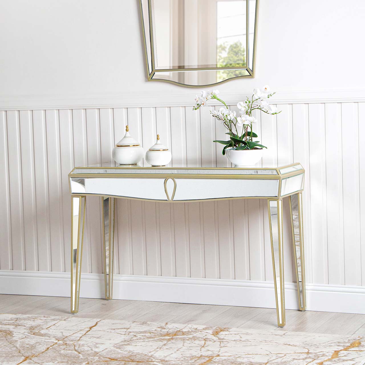 Pristina 120cm Mirror Console Table Champagne