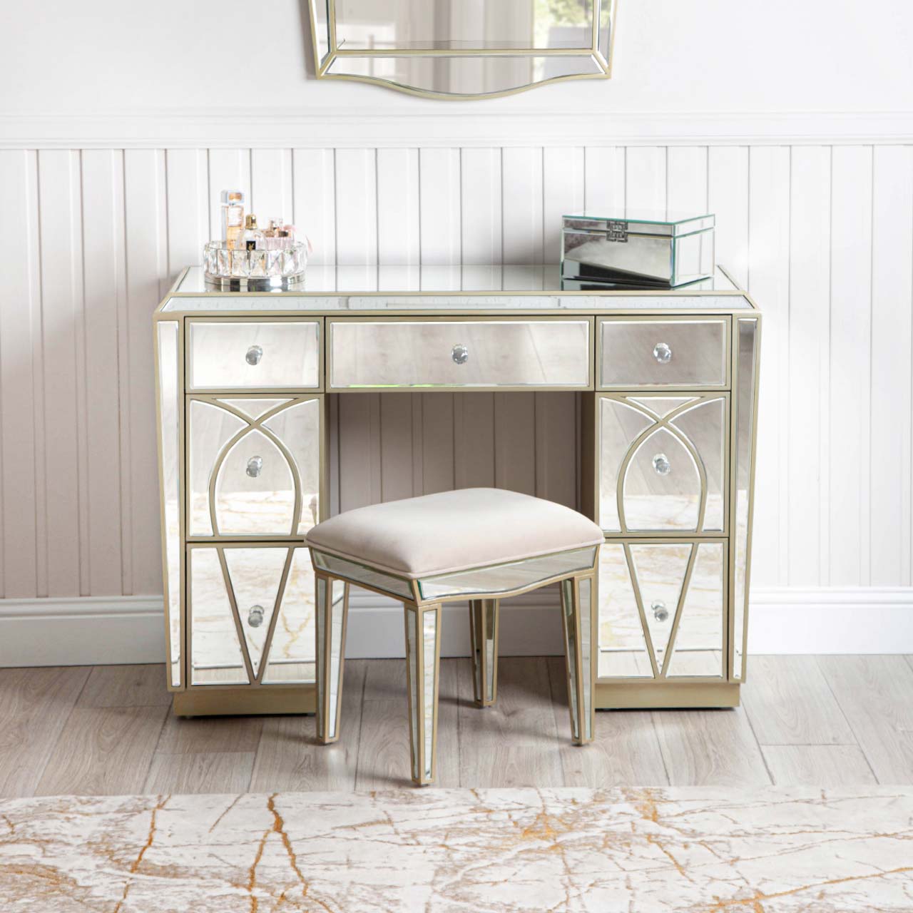 Pristina 7 Drawer Dressing Table Champagne