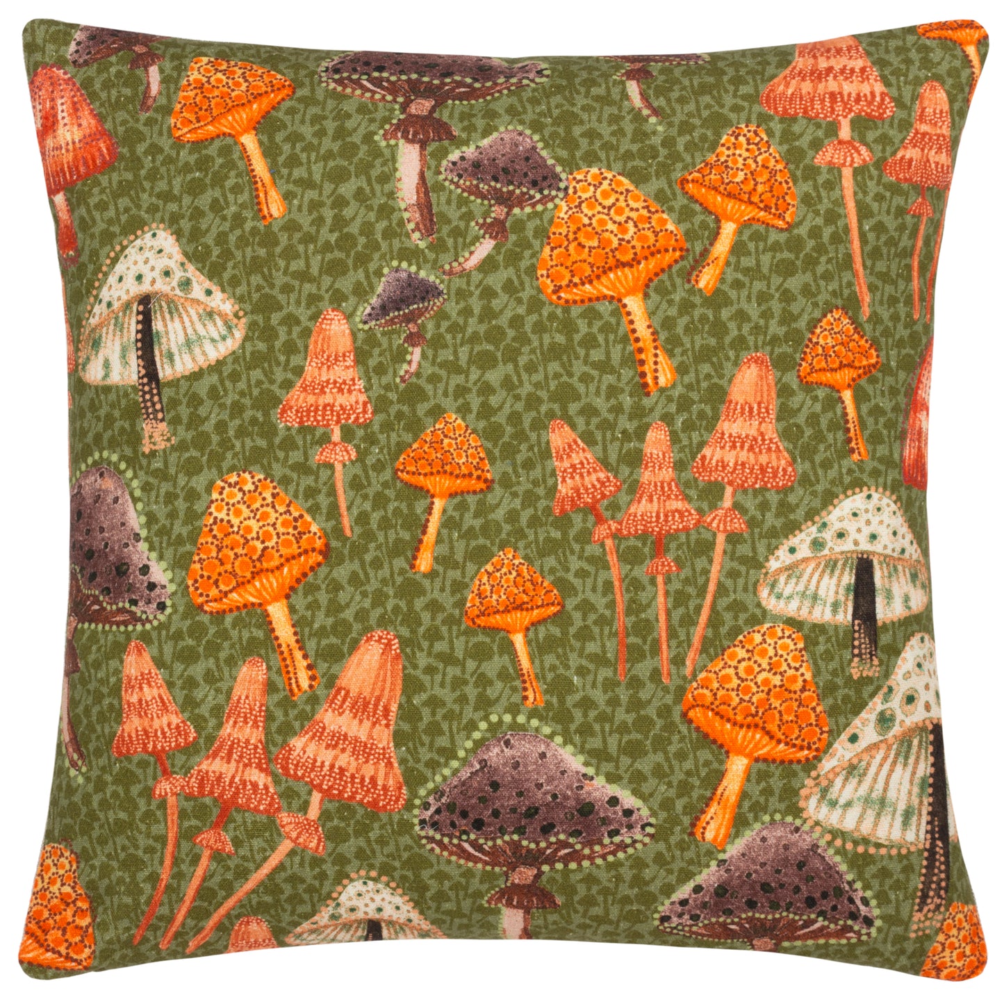 MUSHROOM FIELDS 45X45 FEATHER FILLED CUSHION GREEN