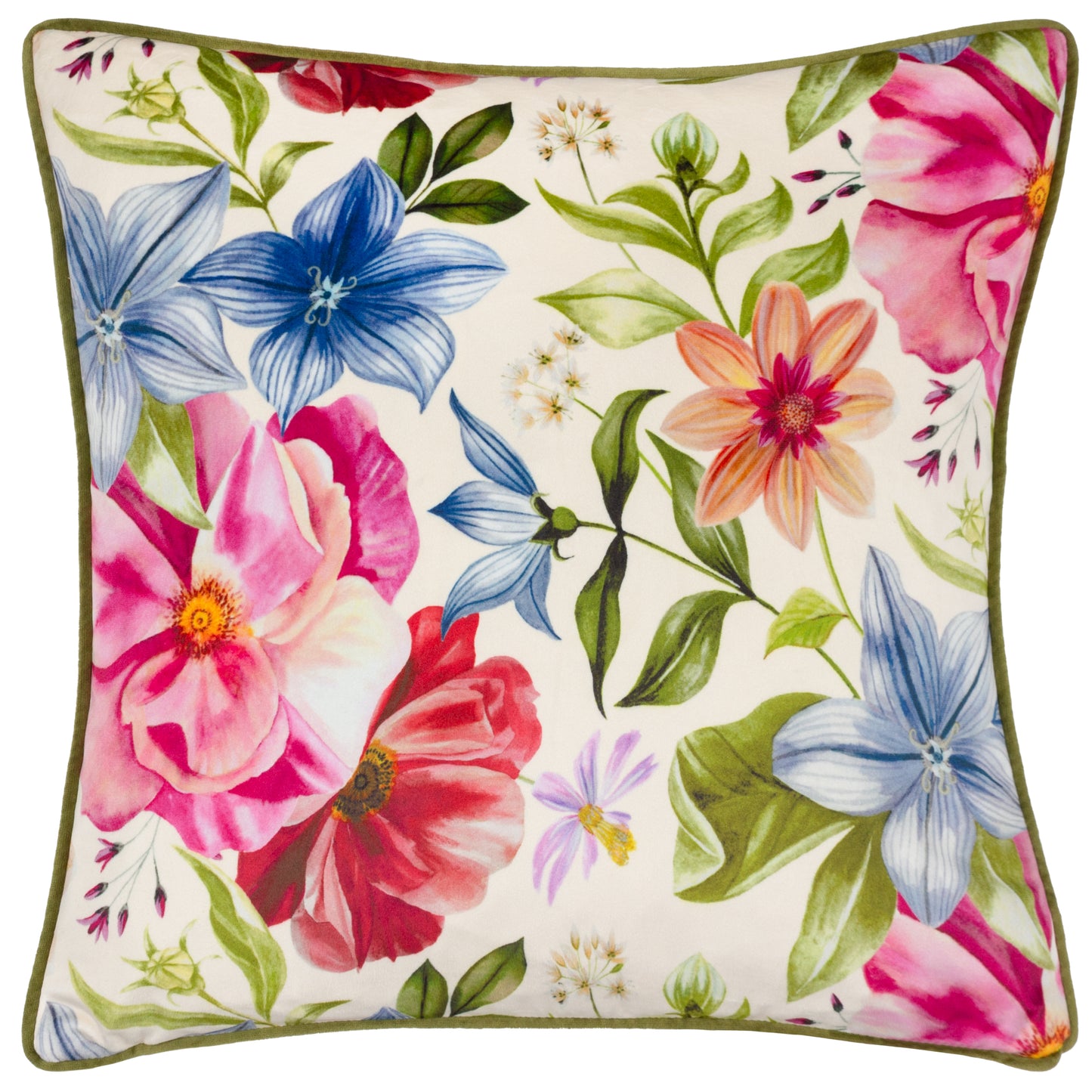 NECTAR GARDEN PETUNIA 43X43 FEATHER FILLED CUSHION CREAM