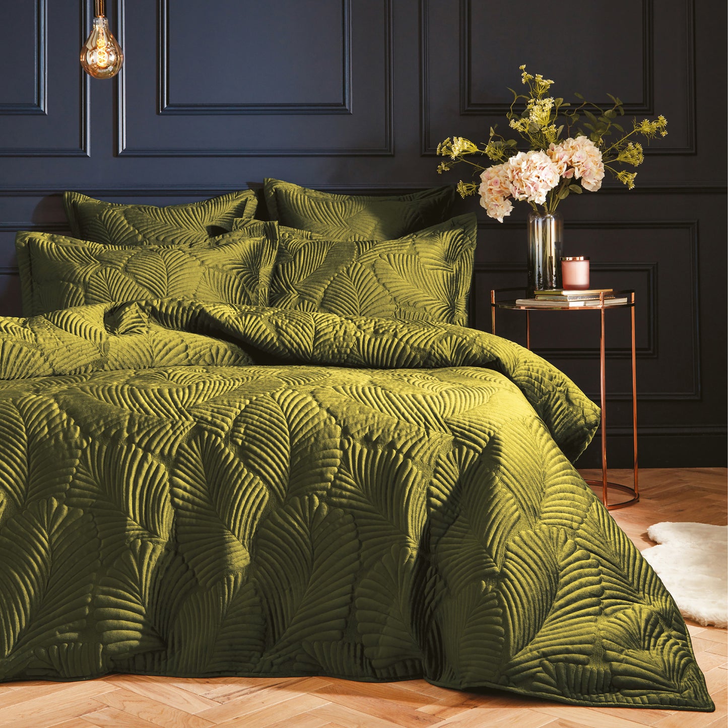 PALMERIA SUPER KING QUILTED DUVET SET MOSS