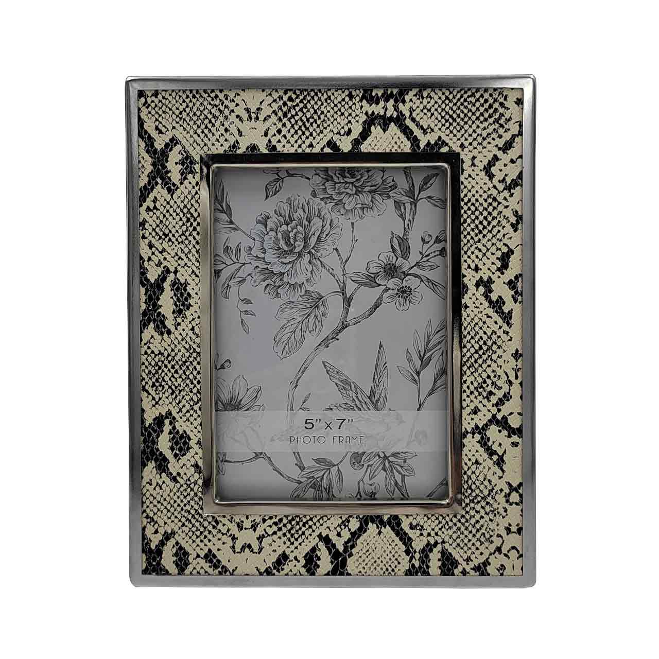 5in x 7in Faux Snake Leather Photo Frame Black and White