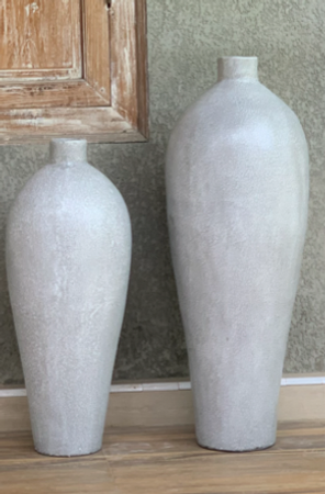 Concrete Effect Terracotta Vase Grey