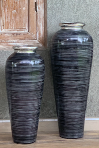 Silver Neck Black Stripe Pot (set of 2)