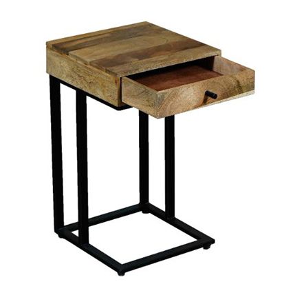 Ravi Iron base 1 Drawer Side Table Small