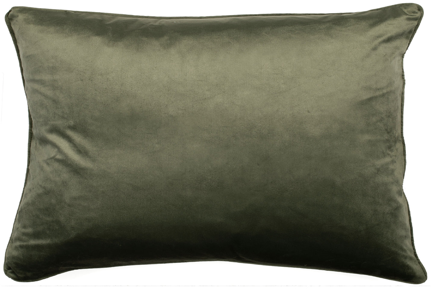 VELVET PIPED CUSHION OLIVE 30 X 45