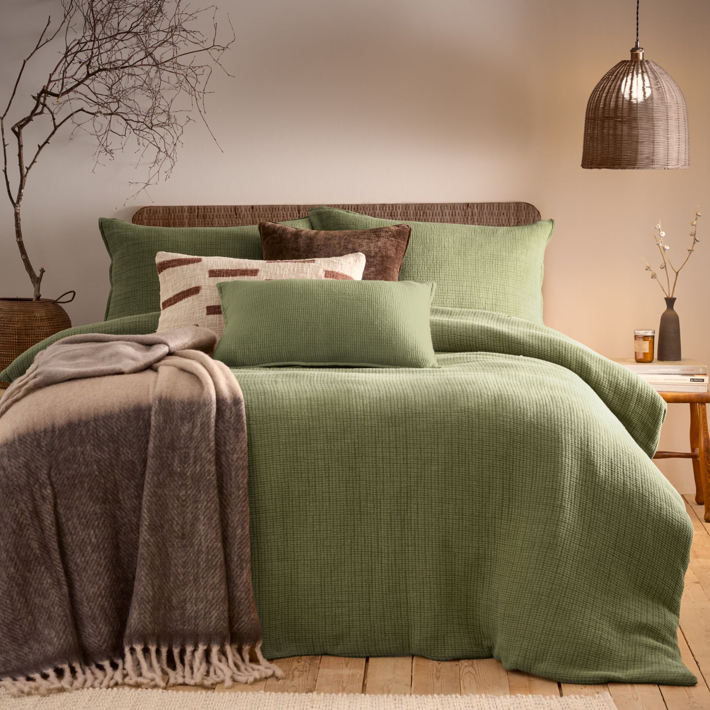 RIBBLE KING SIZE DUVET SET KHAKI