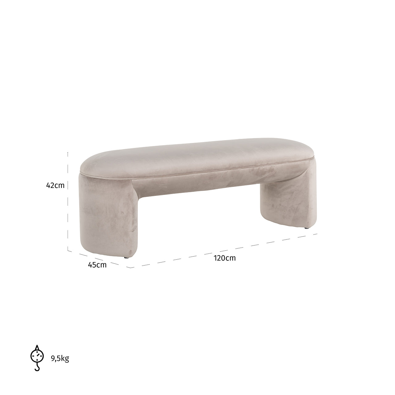 Bench Fargo khaki velvet (Quartz Khaki 903)- Richmond Interiors