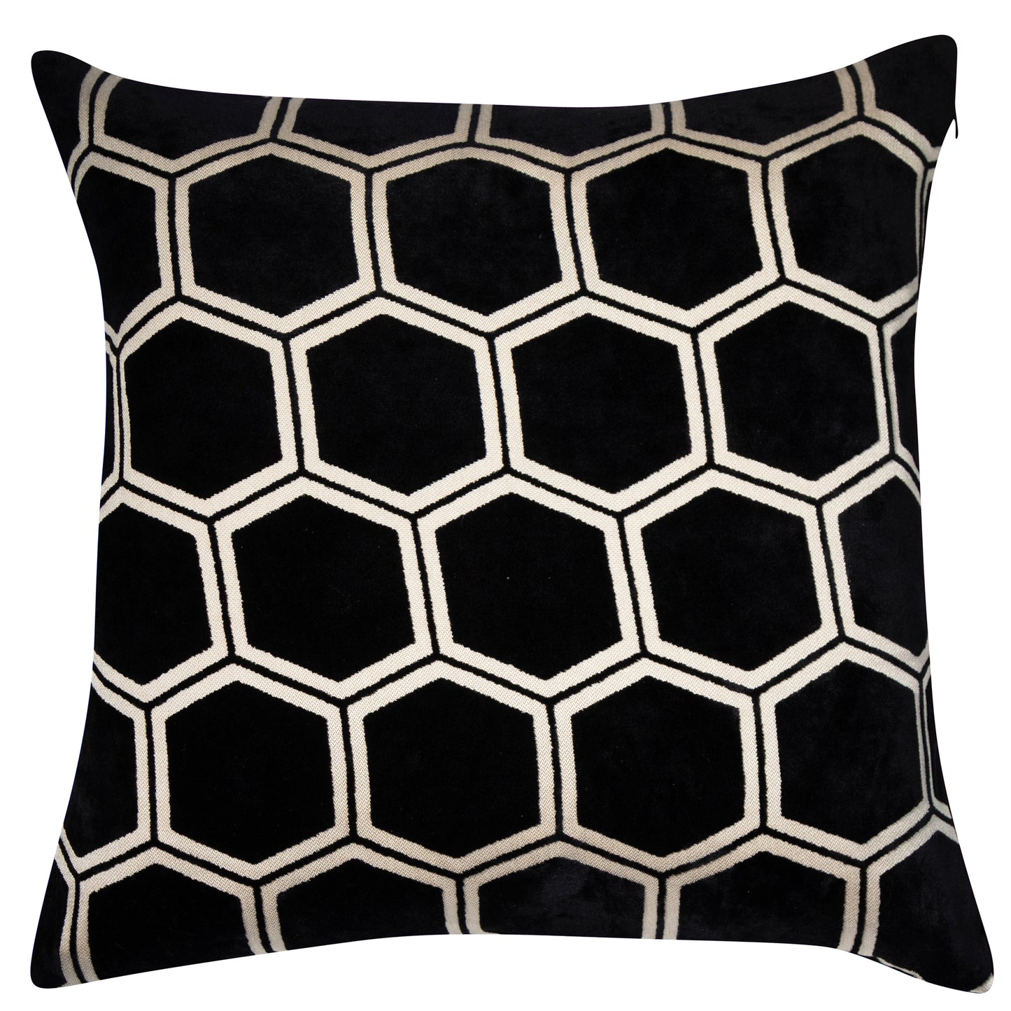 LARGE HEXAGON CUT VELVET BLACK 43 X 43