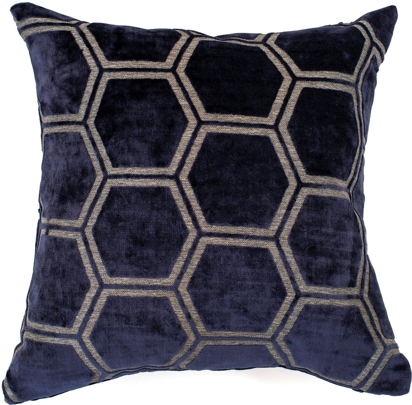 LARGE HEXAGON CUT VELVET NAVY 43 X 43
