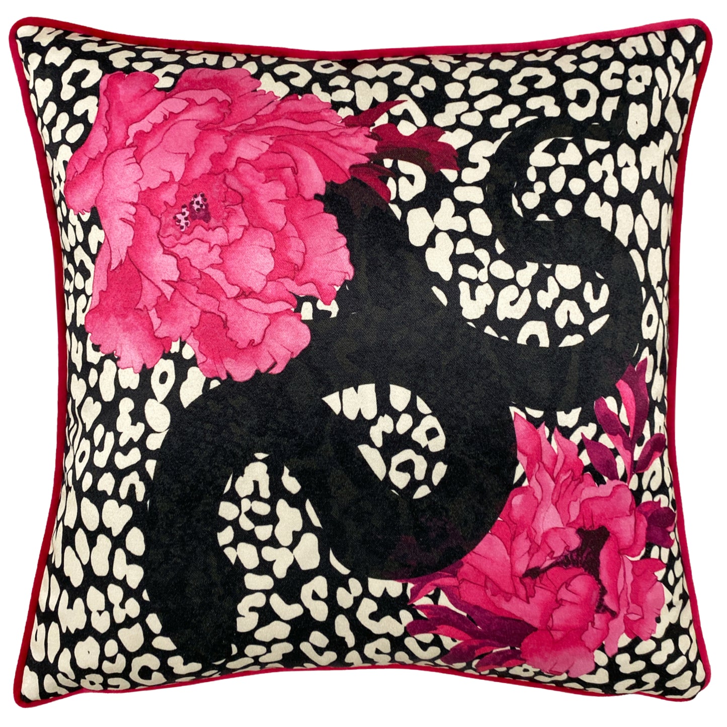 SERPENTINE 43X43 FEATHER FILLED CUSHION BLACK/RUBY