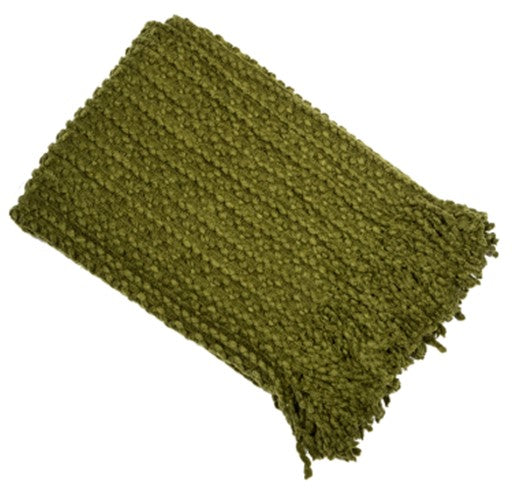 OLIVE BARLEY TWIST THROW W. TASSELS 130 X 180