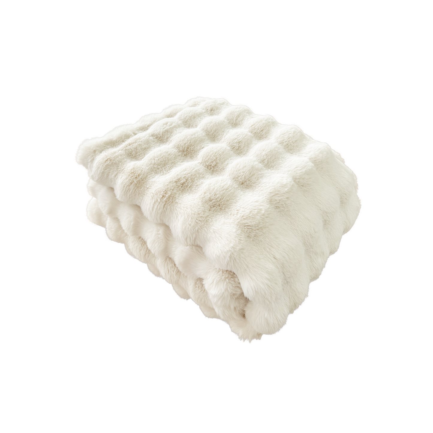 SOFT SQUARETEXTURED THROW IN FAUX RABBIT NATURAL150 X 20