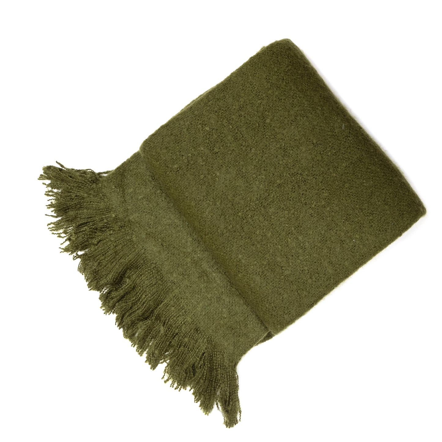 OLIVE THICK FAUX MOHAIR 130 X 180