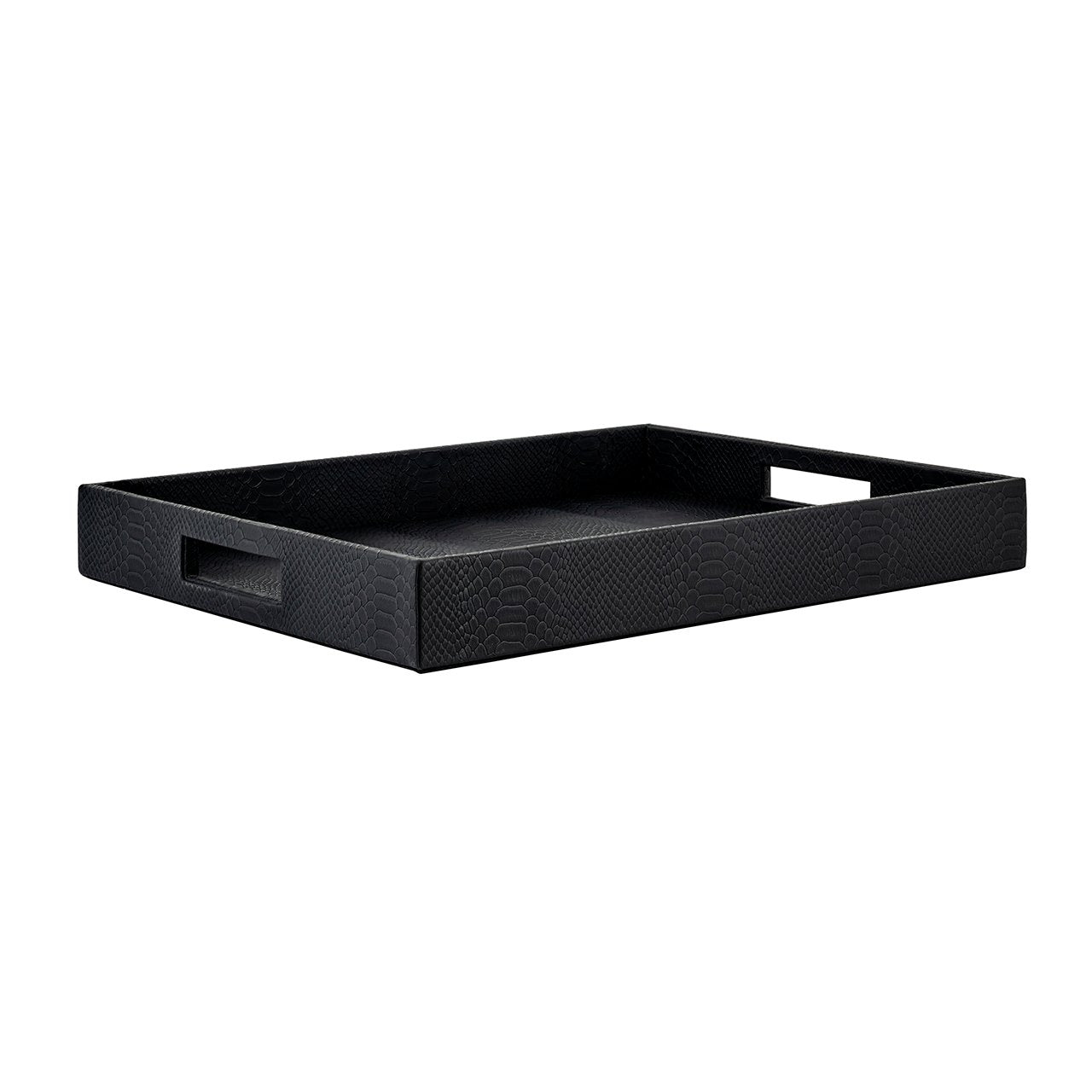 Tray Blane black croco set of 2 (Black)- Richmond Interiors
