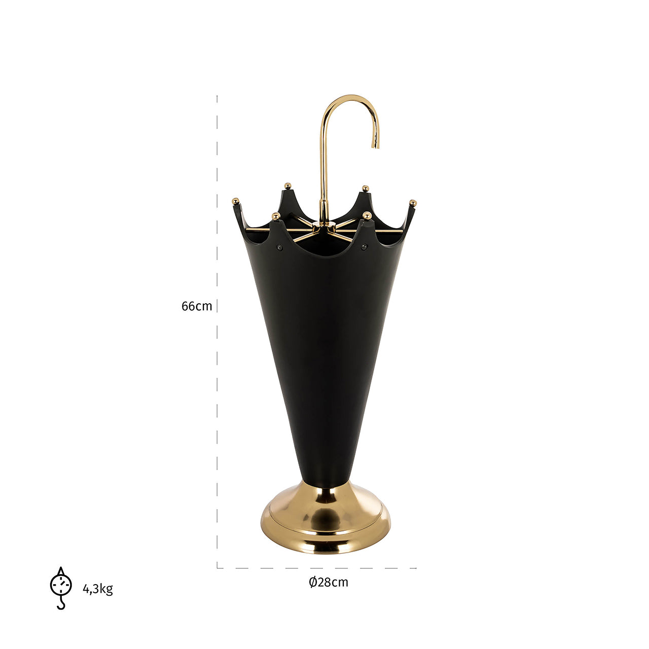Umbrella stand Jytte (Black/gold)- Richmond Interiors