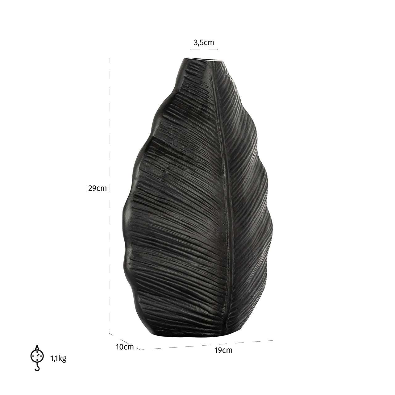 Vase Willow small black (Black)- Richmond Interiors