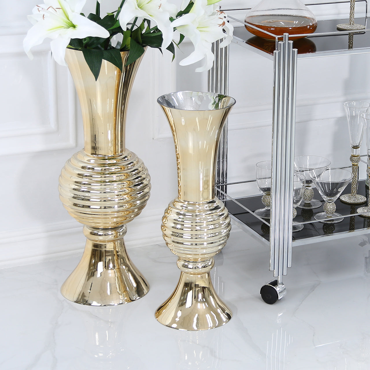 55cm Gold Glass Vase