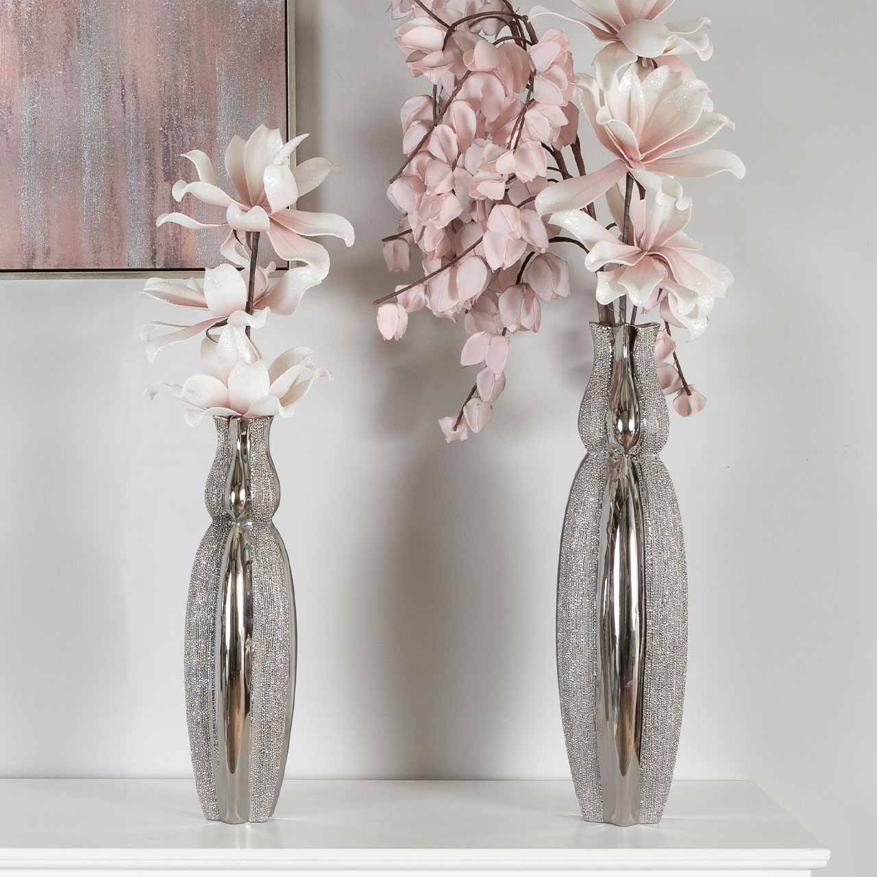 54.5cm Scratched Silver Wave Vase