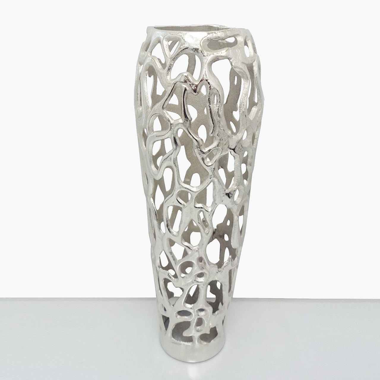 62cm Coral Metal Vase Nickel