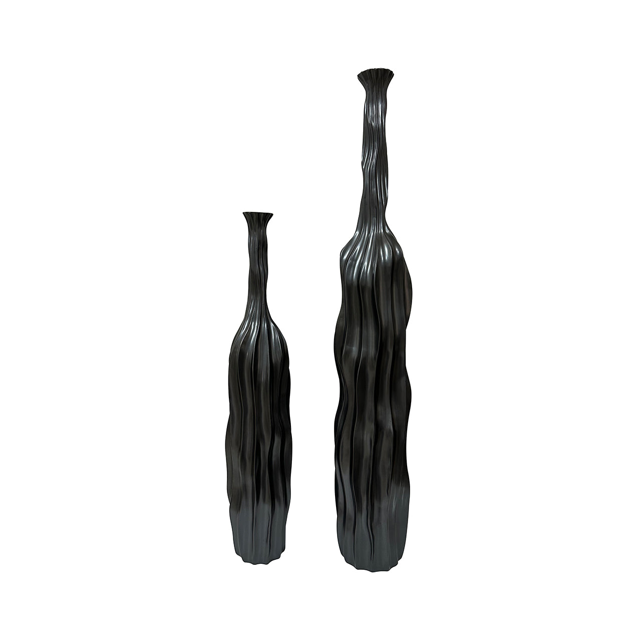 97cm Pearl Grey Ridges Design Polyresin Vase