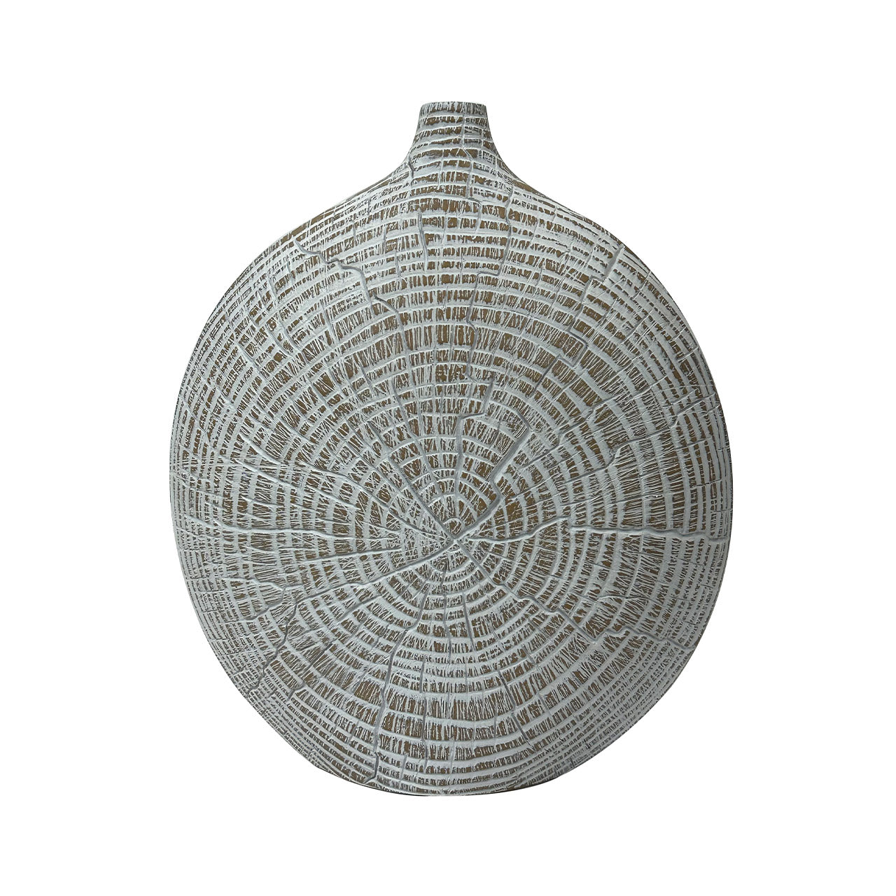 38cm White and Light Brown Polyresin Vase