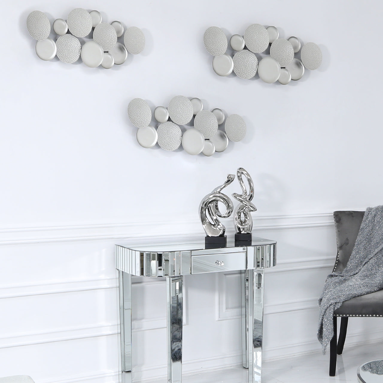 90.2cm Abstract Metal Wall Art Silver