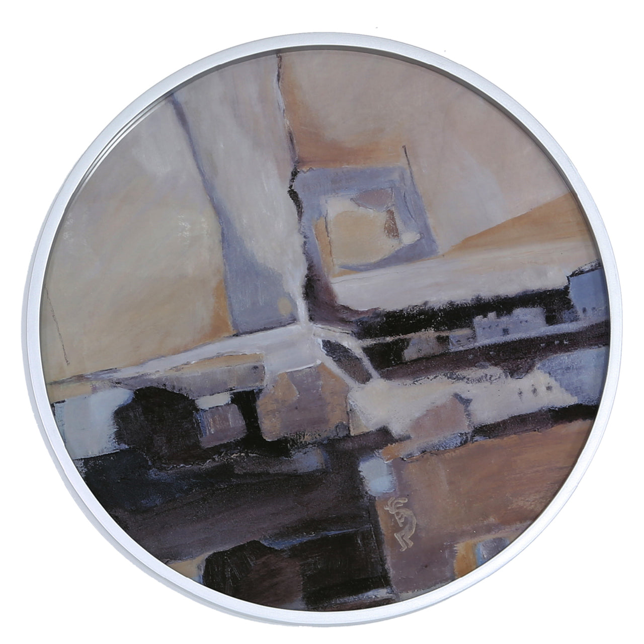 75cm Wood Abstract Wall Art Blush Pink And Silver