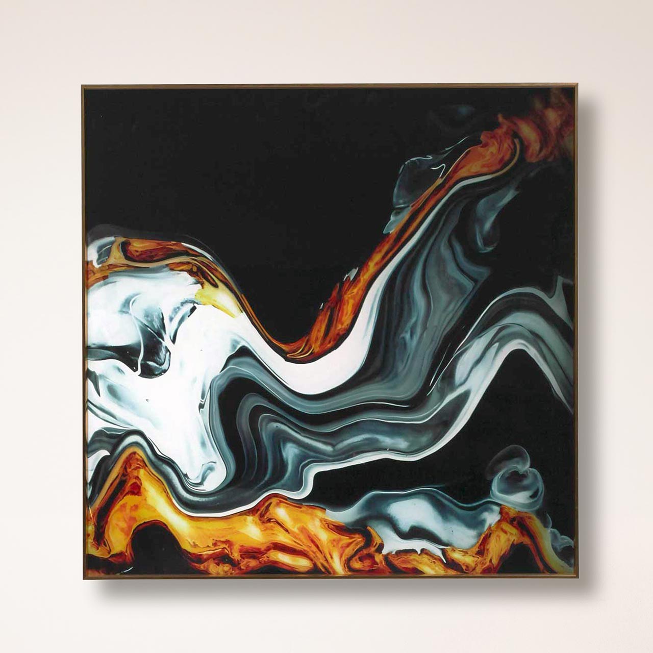 80cm Black Blue Yellow Abstract Design Wallart