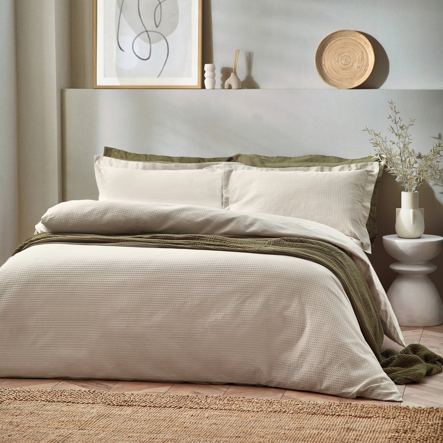 WAFFLE DOUBLE DUVET SET LINEN
