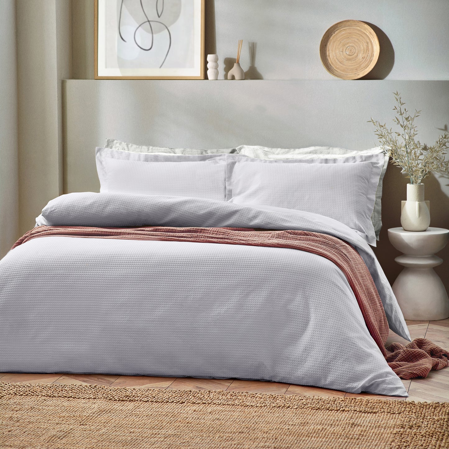 WAFFLE DB DUVET SET SILVER