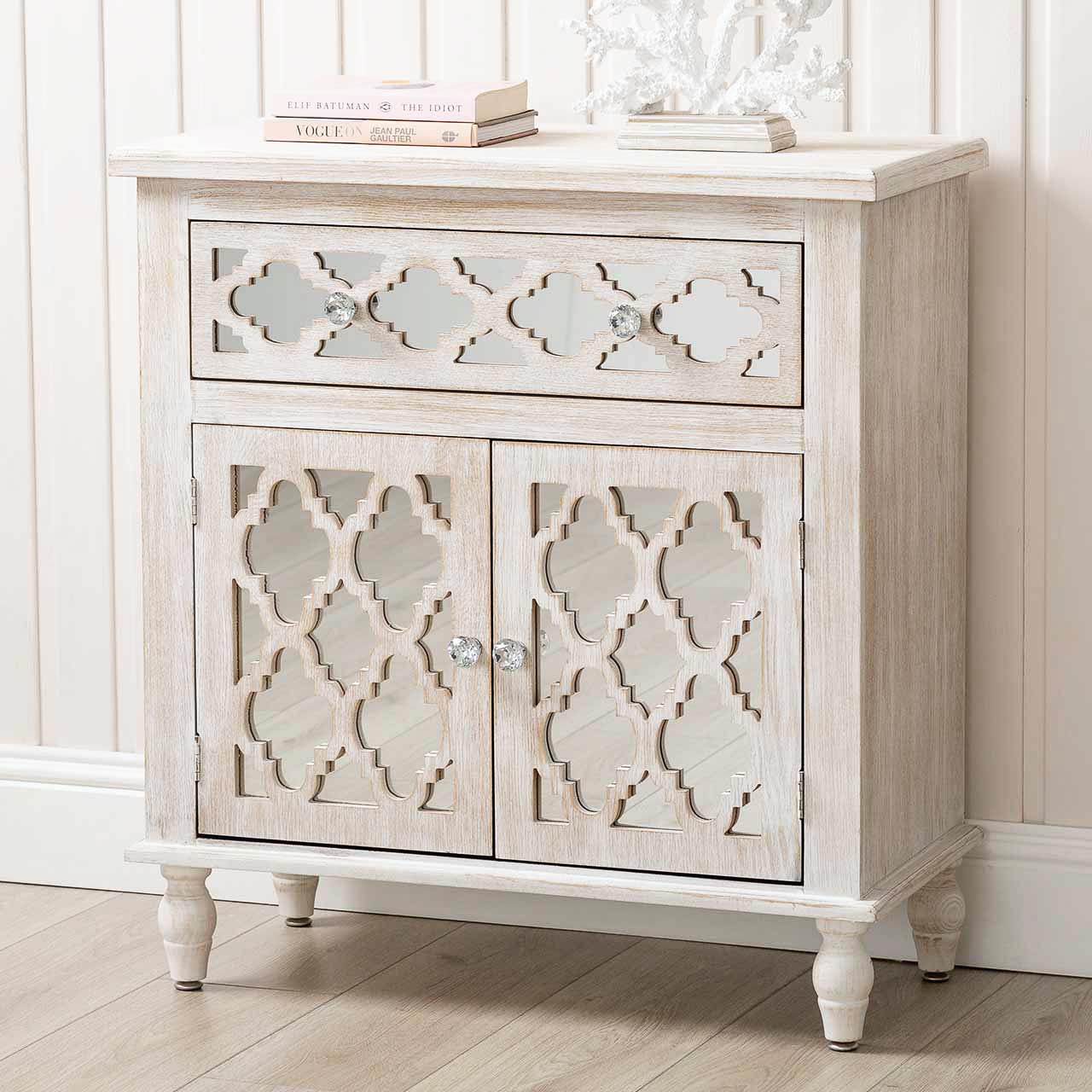 KD - Hampton Beach 1 Drawer 2 Door Cabinet Washed Ash And Mirror - KD Feet