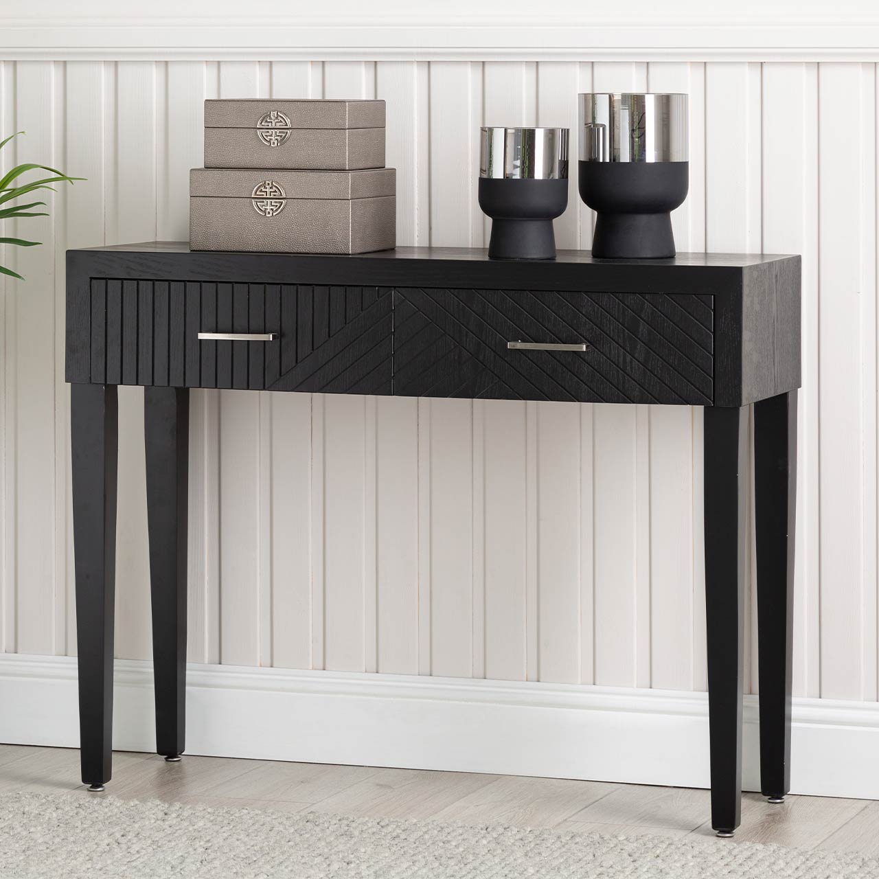 Solano 2 Drawer Console Table Black - KD Legs