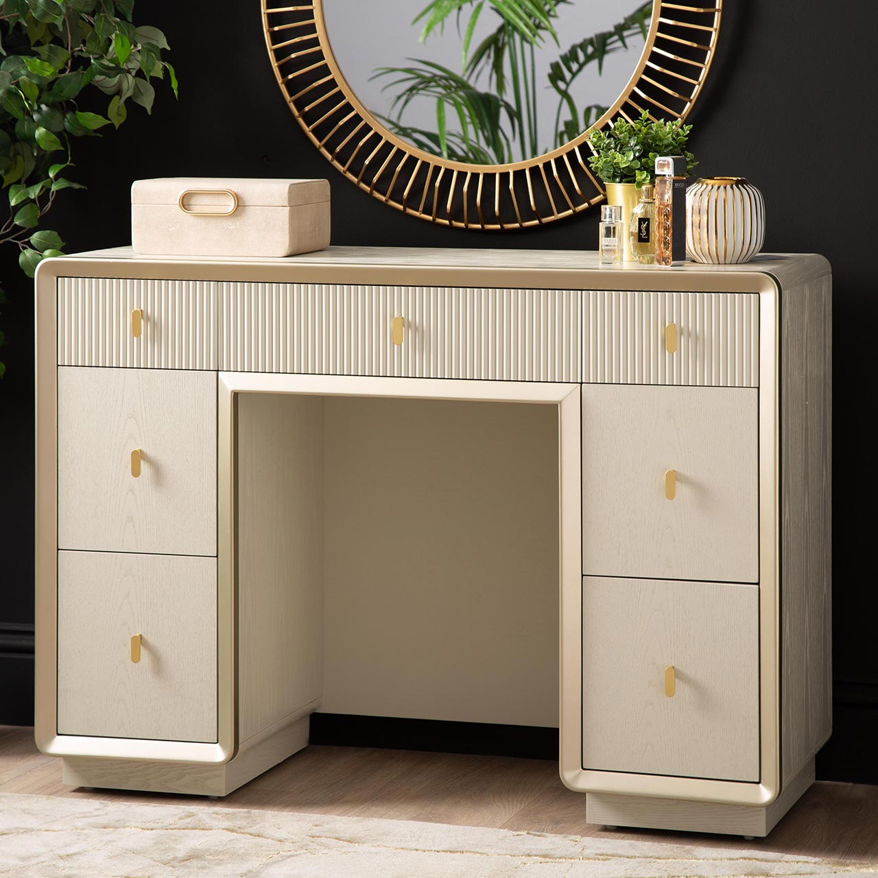 Amelie Cream Elm 7 Drawer Dressing Table