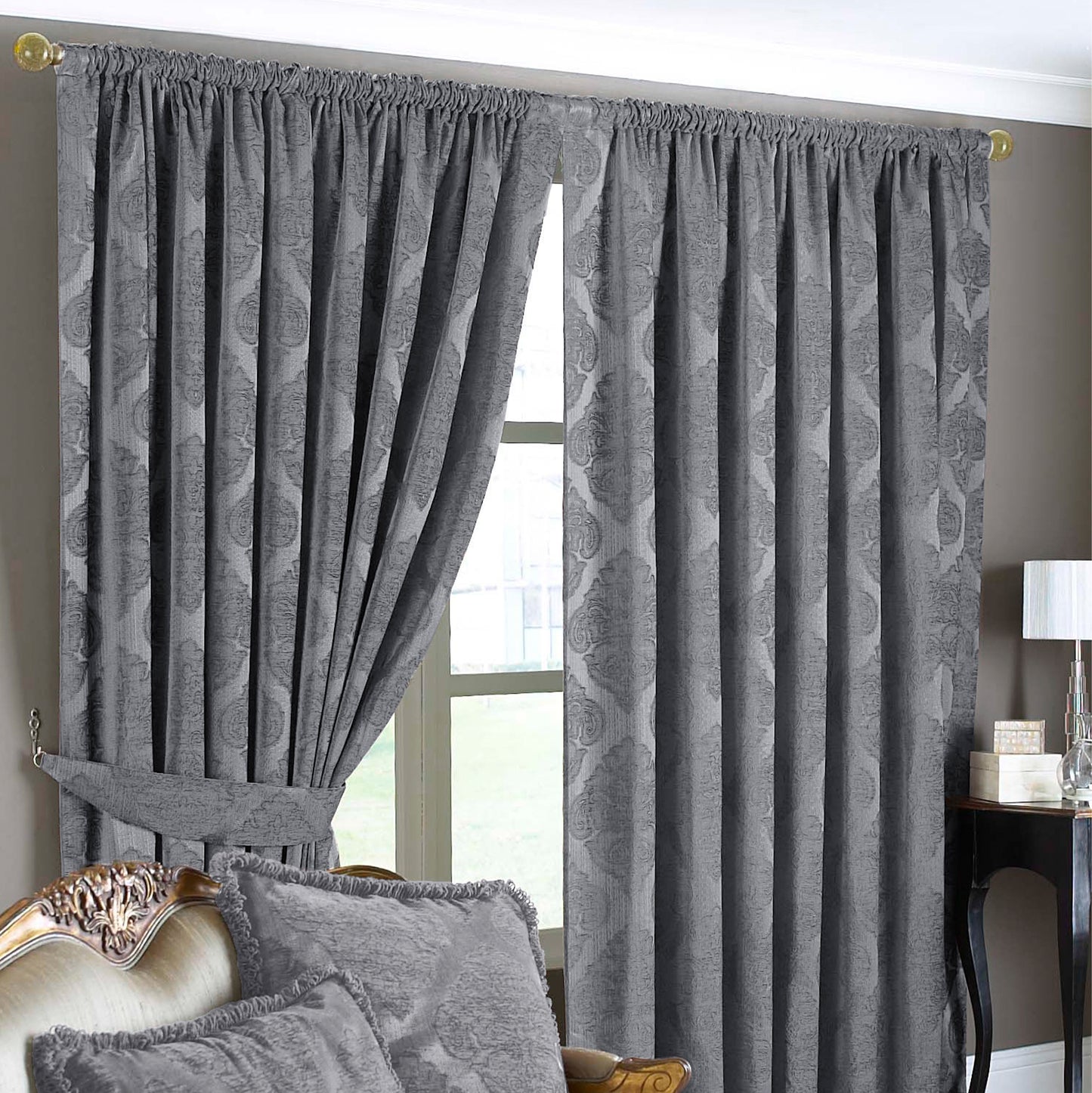 WINCHESTER 168X183 PENCIL PLEAT CURTAINS SILV
