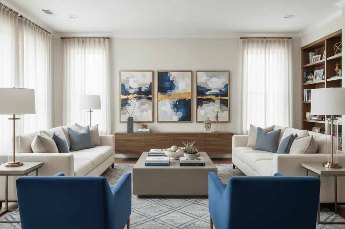 Living room furniture ideas: sofa, armchair, sideboard and TV unit styled together — Xshowhome