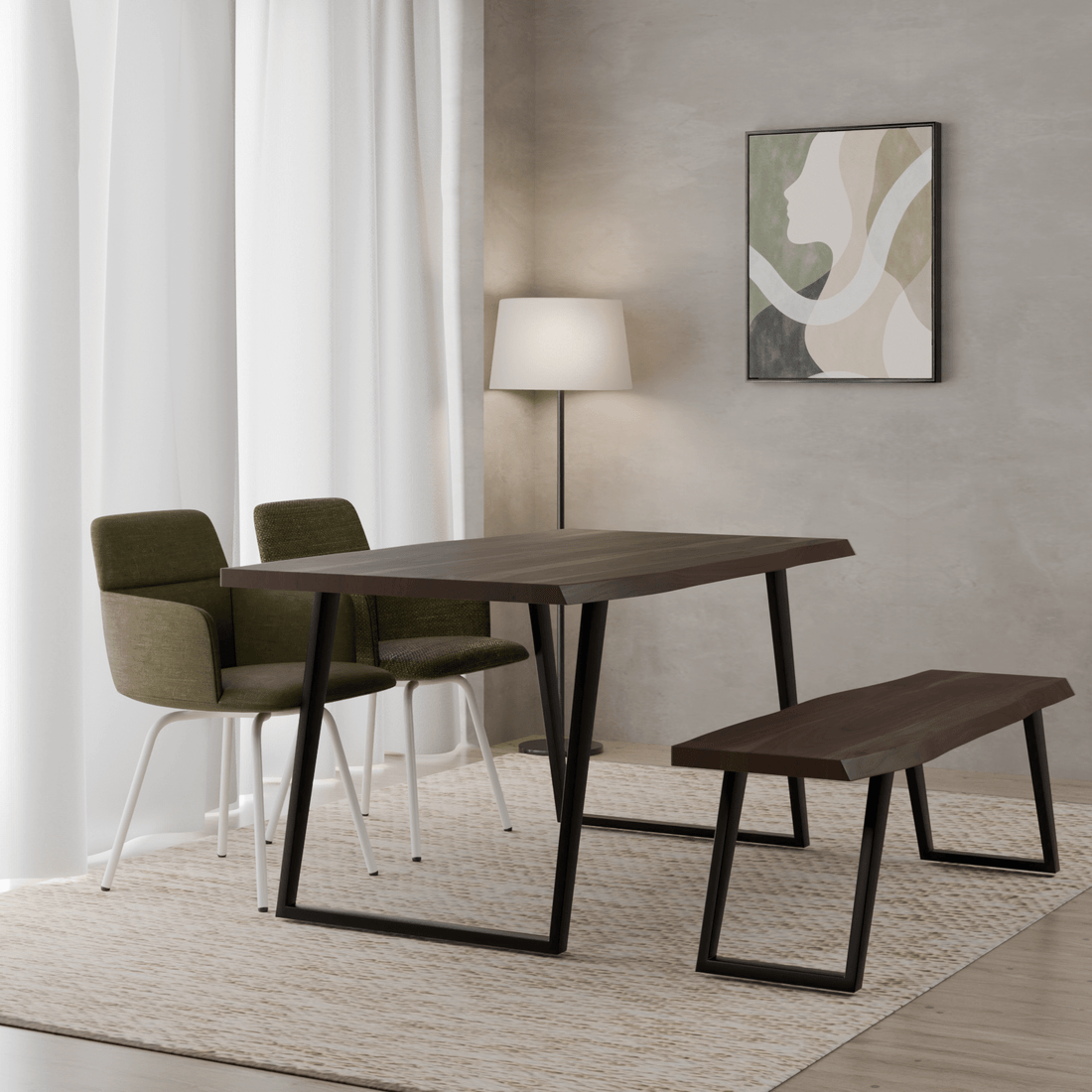 Living room with layered lighting — table lamp, floor lamp and warm ambient glow — Xshowhome