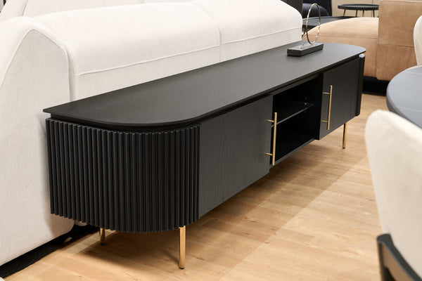 Lantine TV Unit - Black Oak & Brass - Tommy Franks