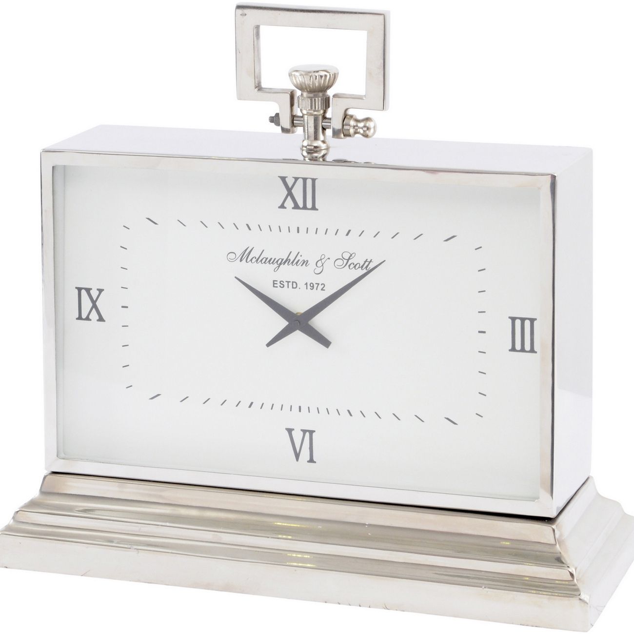 Latham Medium Aluminium Rectangular Clock With Roman Numerals