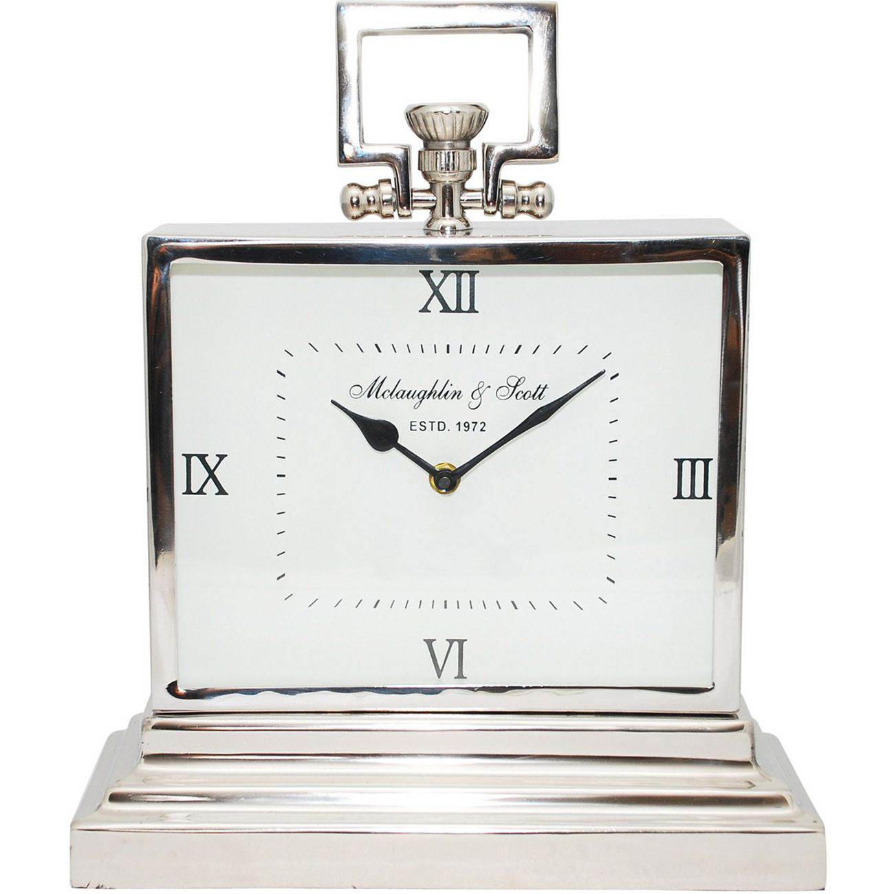 Latham Small Aluminium Rectangular Clock With Roman Numerals